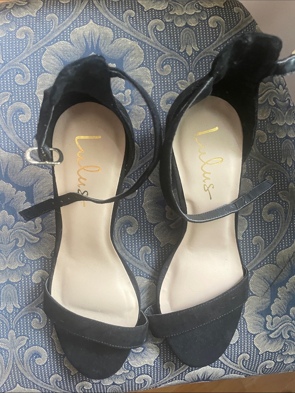 Lulu's Black Ankle-Strap Open-Toe Heels